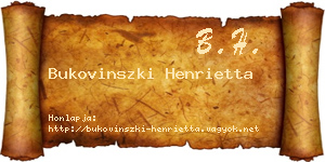 Bukovinszki Henrietta névjegykártya